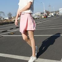 Heart Belt Irregular Plaid Skirt - Thumbnail 3