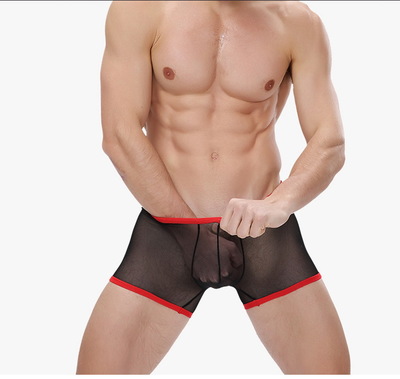 Bandi Das 3PK Black Sexy men's underwear U bag mesh gauze transparent boxer briefs underpants #BD117