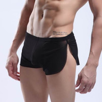 Black Men's sexy underwear transparent mesh gauze breathable boxer briefs #M14-3 - Thumbnail 2