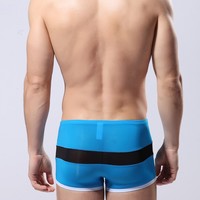 Blue Men's sexy underwear transparent mesh gauze boxer briefs underpants #B010 - Thumbnail 2