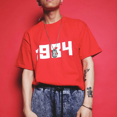 Free Shipping-1 9 8 4 TEE IN RED