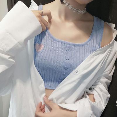 Heart slim knitted crop top - Thumbnail 1