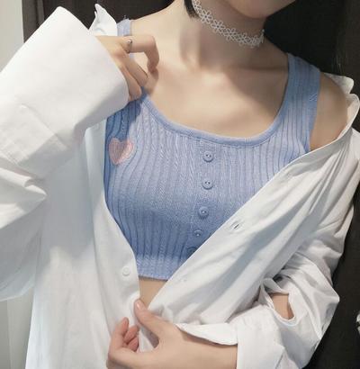 Heart Slim Knitted Crop Top