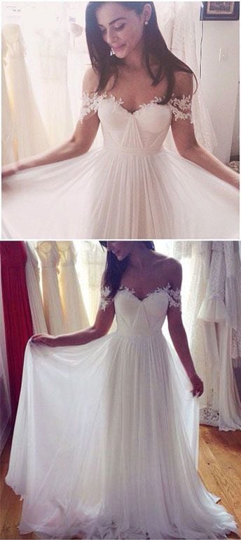 Off Shoulder white wedding dress ,Sexy Wedding Dress,Backless Prom Dresses,Pretty Prom Dress