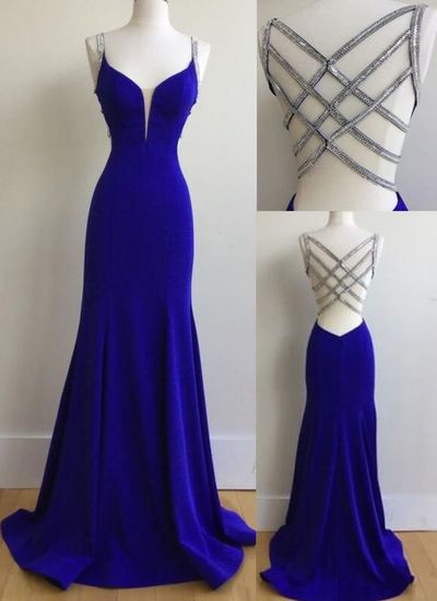 Royal Blue Chiffon Prom Dresses Floor Length Women Dresses