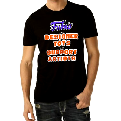 Fukno designer toys support artists - on black t