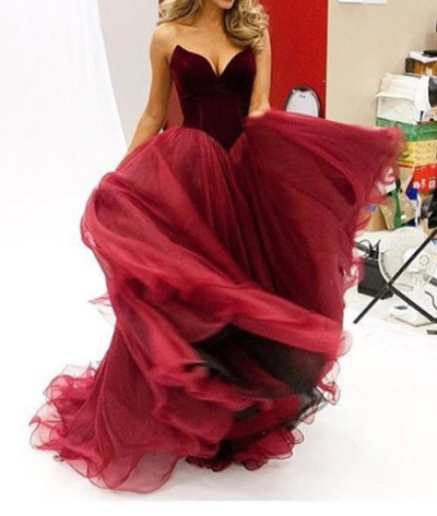 Sweetheart Neck Long Tulle Prom Dresses Floor Length Women Dresses