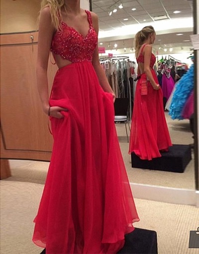 Open Back Long Tulle Prom Dresses Beaded Floor Length Women Dresses