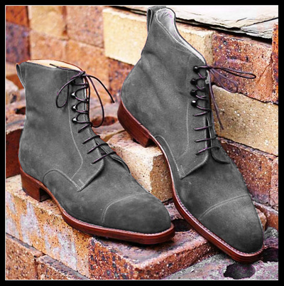 Handmade ankle high gray boots for men