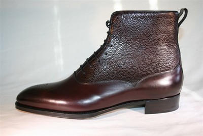 handmade men black maroon ankle high leather boots