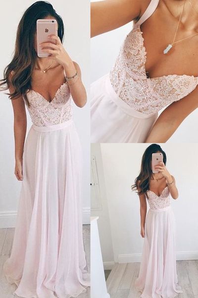 Sweetheart Neck Light Pink Chiffon Prom Dresses Floor Length Women Dresses