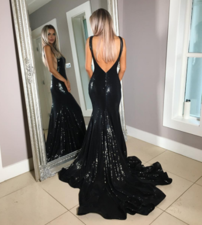 Mermaid Sequin Lace Prom Dresses Floor Length Women Dresses