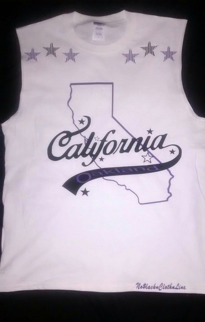 Calfornia Oakland (White,Black&VioletPurple) (Sleeveless) T-shirt.