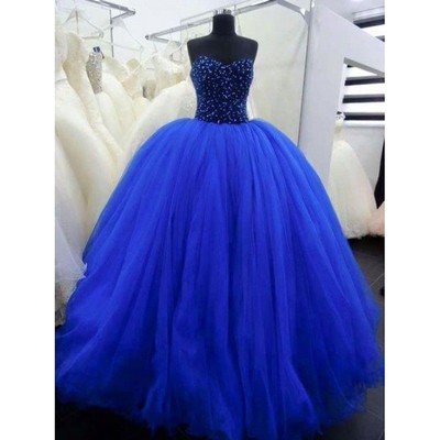 Royal Blue Quinceanera Dresses Masquerade Ball Gown Puffy Tulle Beaded Sweet 16 Dresses Debutante Gowns Dress
