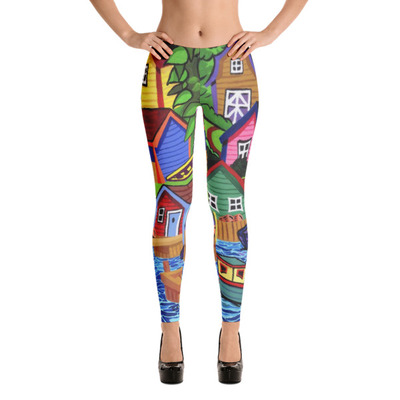 Reilly Fitzgerald Collection - 3 Boats and a Fishtable Leggings - from Michael David Art