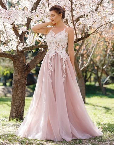 2017 prom dresses,light pink prom dresses,lace applique prom dresses,long prom dress, evening dress,BD170413