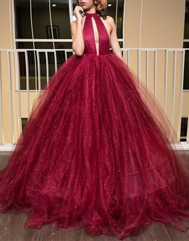 2017 prom dresses,burgundy prom dresses,backless prom dress, burgundy tulle evening dress,BD170428