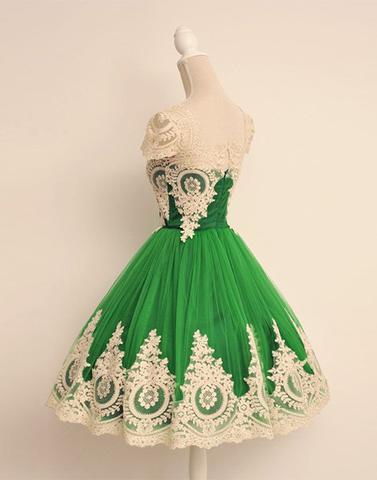 2017 prom dresses,Cute prom dresses,Green prom dresses,lace prom dresses,short prom dress, green bridesmaid dress,BD170433