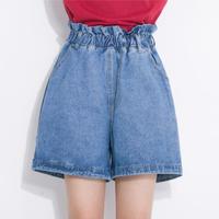 Curling Loose Denim Shorts - Thumbnail 1