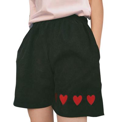 Heart embroidered corduroy shorts - Thumbnail 5