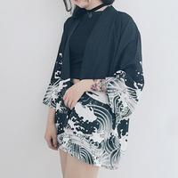Harajuku Dragon Waves Printed Kimono - Thumbnail 1