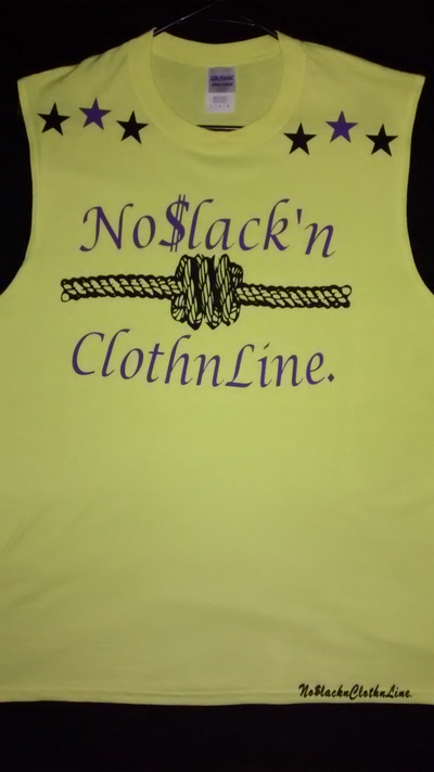 No$lack'nClothnLine. (NeonYellow,Black&VioletPurple) (Sleeveless) T-Shirt.