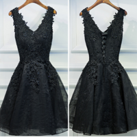 Black Appliques Homecoming Dresses,Sexy Party Dress,Charming Homecoming Dress,Graduation Dress,Homecoming Dress,Short Prom Dress D25 - Thumbnail 1