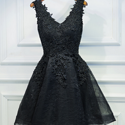 Black appliques homecoming dresses,sexy party dress,charming homecoming dress,graduation dress,homecoming dress,short prom dress d25 - Thumbnail 4