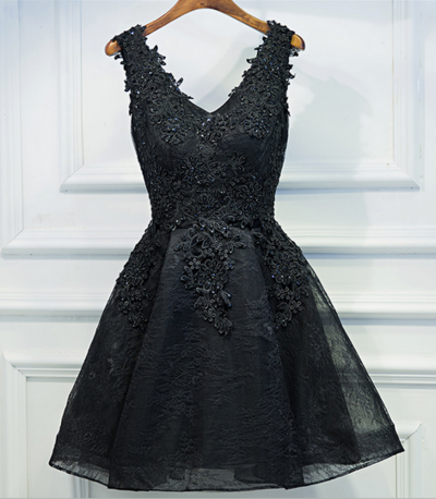 Black Appliques Homecoming Dresses,Sexy Party Dress,Charming Homecoming Dress,Graduation Dress,Homecoming Dress,Short Prom Dress D25