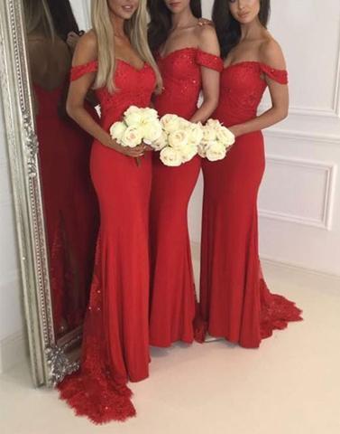 2017 bridesmaid dresses,Red bridesmaid dresses,off shoulder bridesmaid dresses,lace bridesmaid dresses, mermaid bridesmaid dress,BD170801