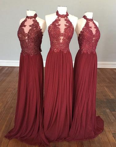 cheap bridesmaid dresses,burgundy bridesmaid dresses,hight neck bridesmaid dresses,lace bridesmaid dre, burgundy evening dress,BD170802