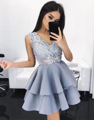 2017 prom dresses,Cute prom dresses,blue lace prom dresses,short prom dress, cute homecoming dress,BD170803