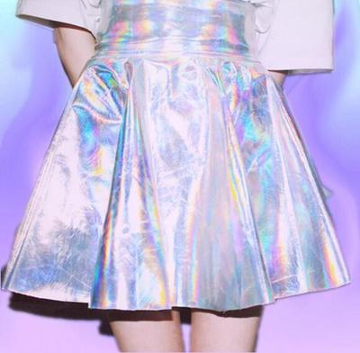 Harajuku Holographic Hologram Party Clubbing Silver Metallic Skirts