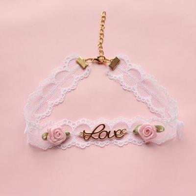 Pastel Pink Love Rose Heart Choker