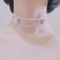 Pastel Pink Love Rose Heart Choker - Thumbnail 3