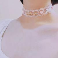 Pastel Pink Love Rose Heart Choker - Thumbnail 4