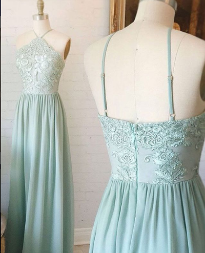 A line Spaghetti Straps Lace Bridesmaid Dress,Vintage Lace Formal Party Dress