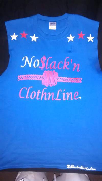 No$lack'nClothnLine. (Royalblue,White&FlameRed) (Sleeveless) T-shirt.
