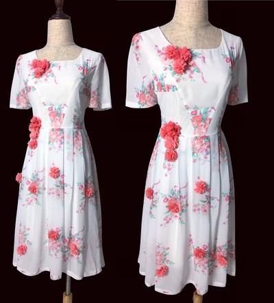 BM31 Belle 2017 white dress celebration dress disneybound chiffon dress with flower