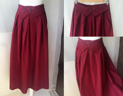 Burgundy Long Linen Skirt Outfit Women Loose Linen Long Skirts Casual Linen Skirt One Size