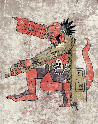 Aztec Hellboy Art Print