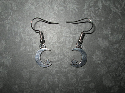 Small Crescent Moon and Star Earrings