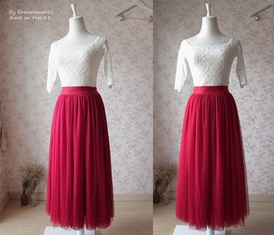RED Full Tulle Skirt Floor Length Tutu Skirt Red Tulle Maxi Skirt Plus Size Tulle Skirt Red Wedding Bridesmaid Skirt