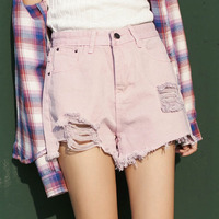 PASTEL SUMMER SHORTS WITH RIPS - Thumbnail 1