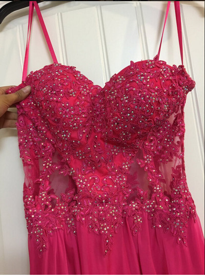 Spaghetti Straps Prom Dress,Chiffon Prom Dresses,Beading Prom Dress