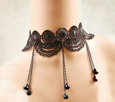 Lace and chain choker black lace choker goth choker victorian choker gothic choker necklace
