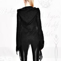 Gothic Asymmetric Hooded Sweater - Thumbnail 3