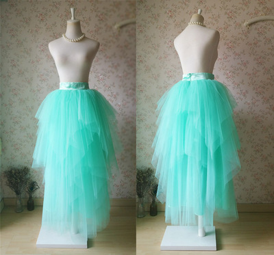 Mint Green Floor Length Tulle Prom Skirt