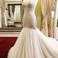 Real Made Mermaid Wedding dress,wedding dress, cheap wedding dress, cheap wedding gown, bridal wedding dress,W30 - Thumbnail 1