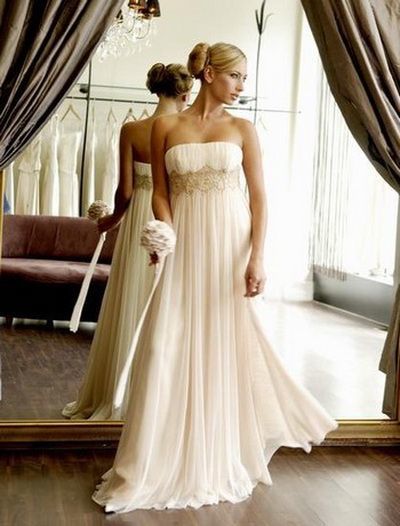 Simple Ivory Chiffon Empire Pregnant Wedding Dress